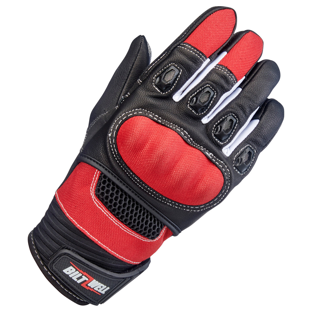 Redline Leather Men's Gel Padded Fingerless Motorcycle Leather Gloves in Black | Size: Small | G-059