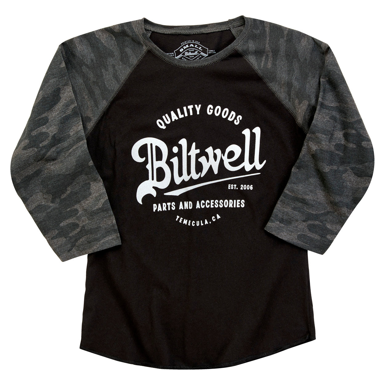 Women's Script Baseball T-Shirt Black Camo