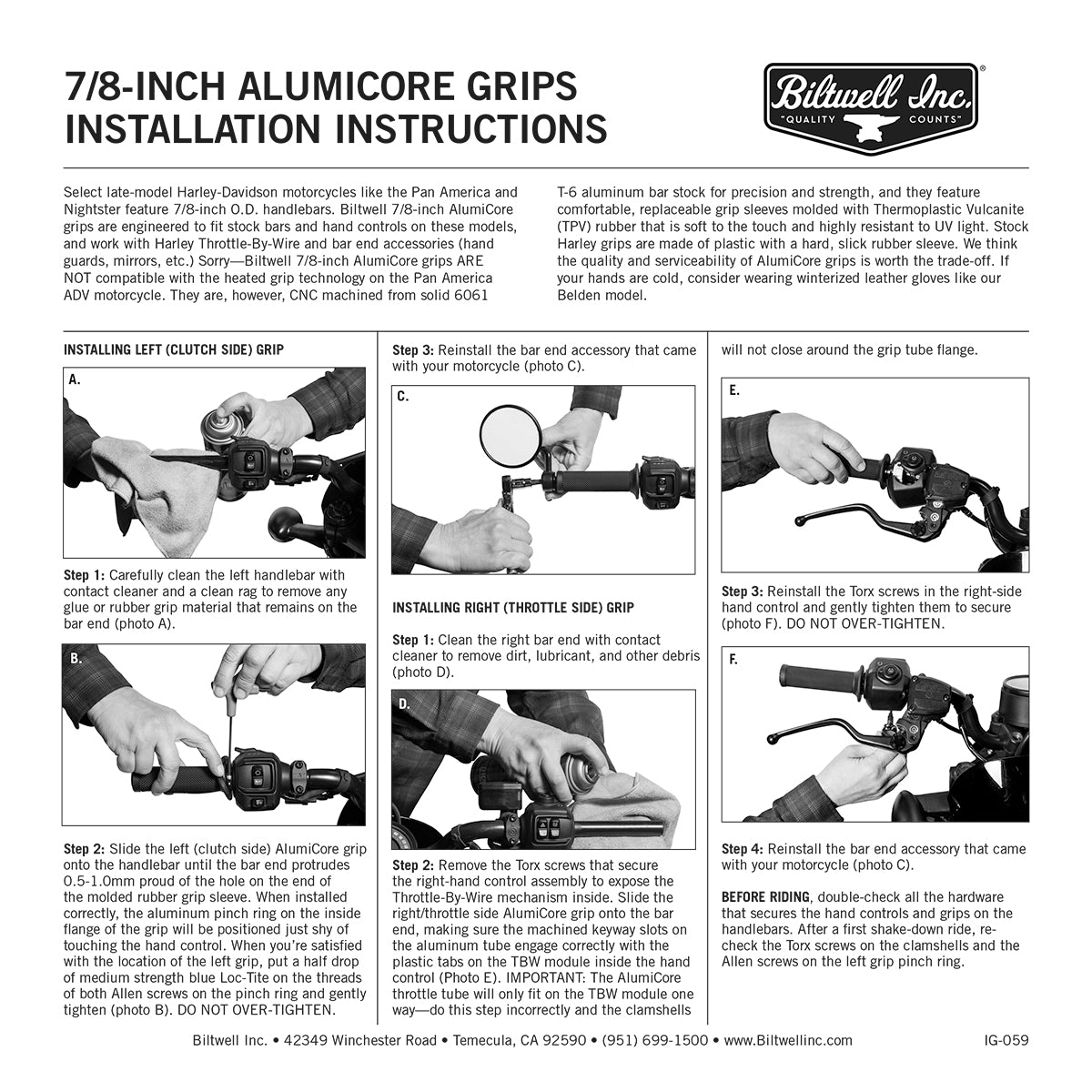 Biltwell AlumiCore Grip Set TBW 7/8