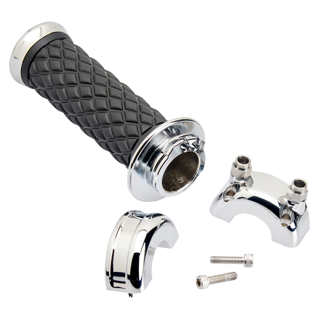 Biltwell AlumiCore Custom Grip Set Dual Cable - Chrome