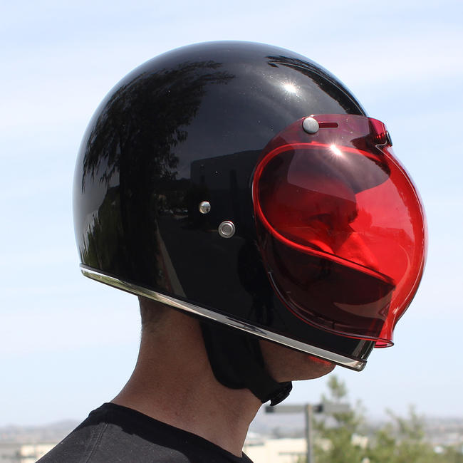 Visière Biltwell bubble shield anti-fog red, écran casque moto jet